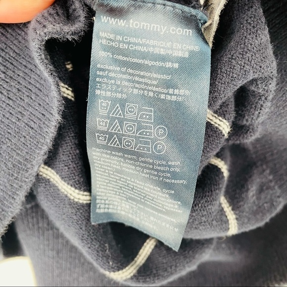 Tommy Hilfiger navy blue stripe  crew neck sweater - Picture 8 of 9